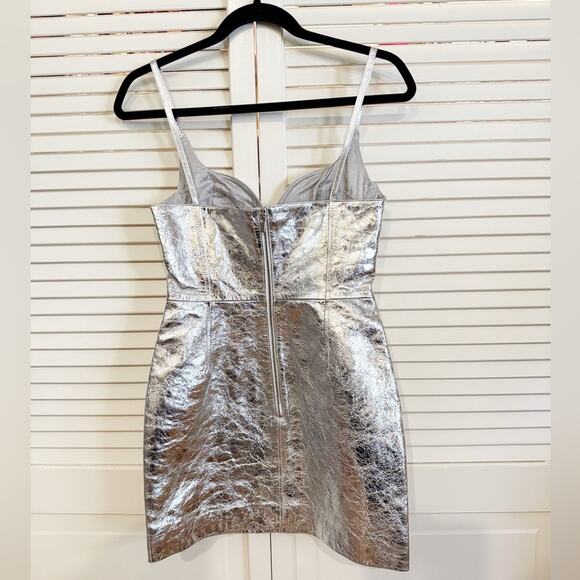 NWT NEW David Koma Metallic Crushed Leather Mini Dress - Picture 9 of 13